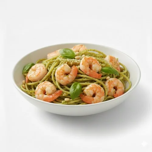 Pesto shrimp pasta
